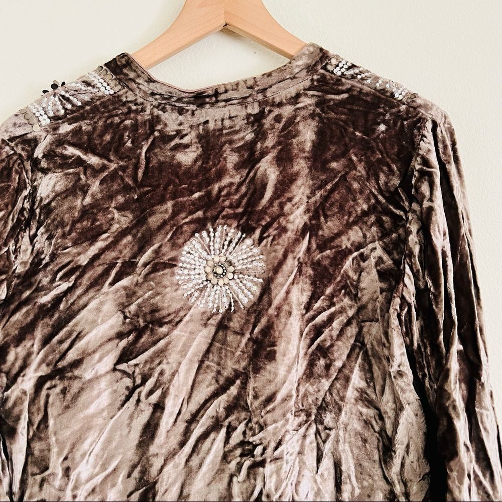 Tashia london V Neck Silk Brown Tunic Top Size Large - Picture 8 of 9
